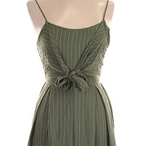 Flying Tomato Forest Green Striped Wide-Leg Pants